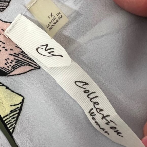 NY Collection Womens Sleeveless Layered Blouse Floral Print Size 1X - Picture 2 of 8